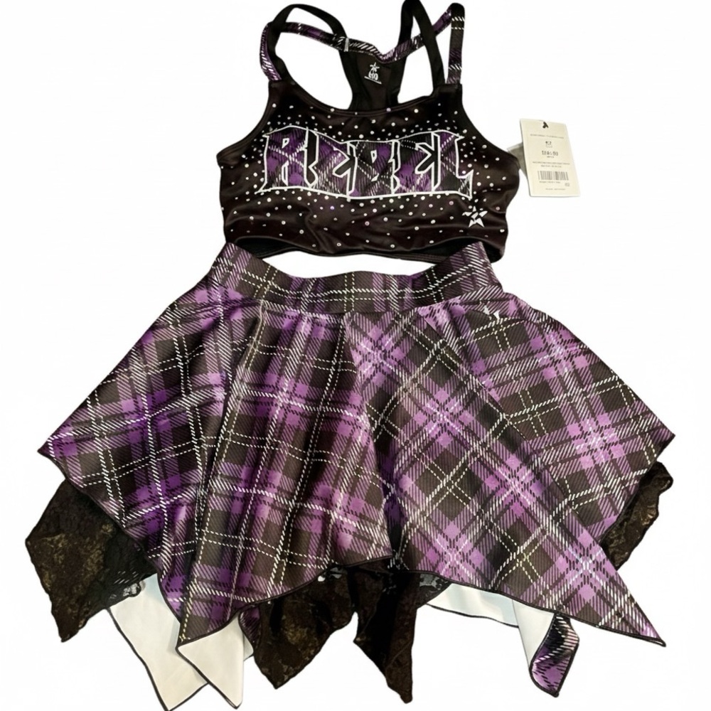 ALLSTAR REBEL ATHLETICS PLAID ROCK STAR SET SZ TOP AXS SKORT YLG
NWT
